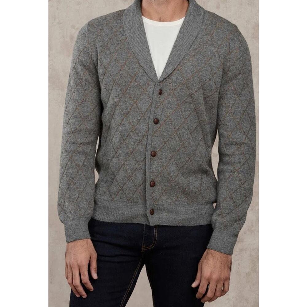 Sol 100% Baby Alpaca Medium Unisex Aztec Cardigan Sweater Made In Peru